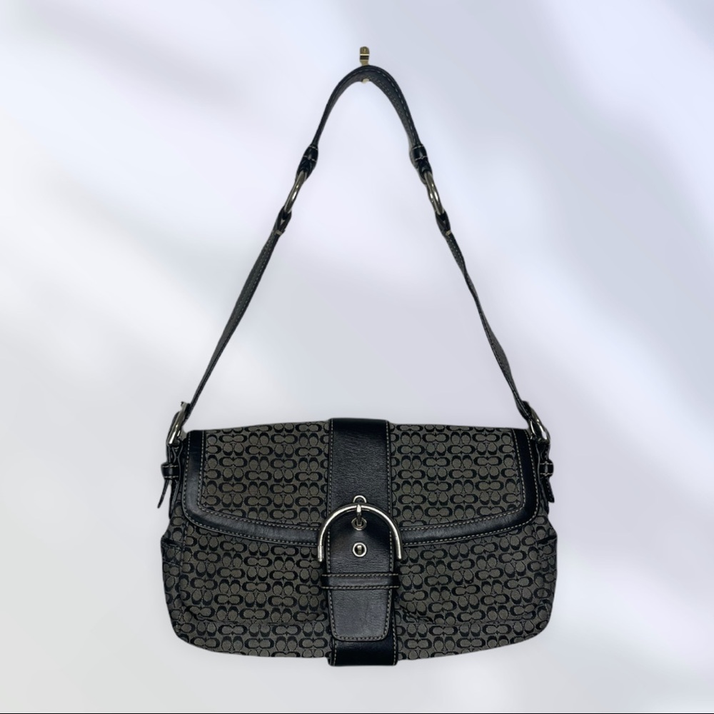 Coach 1463 Flap Bag Leather Monogram Black